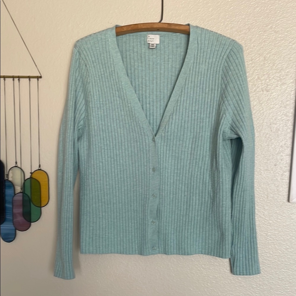 Ice Blue Ribbed Cardigan- Super Soft!